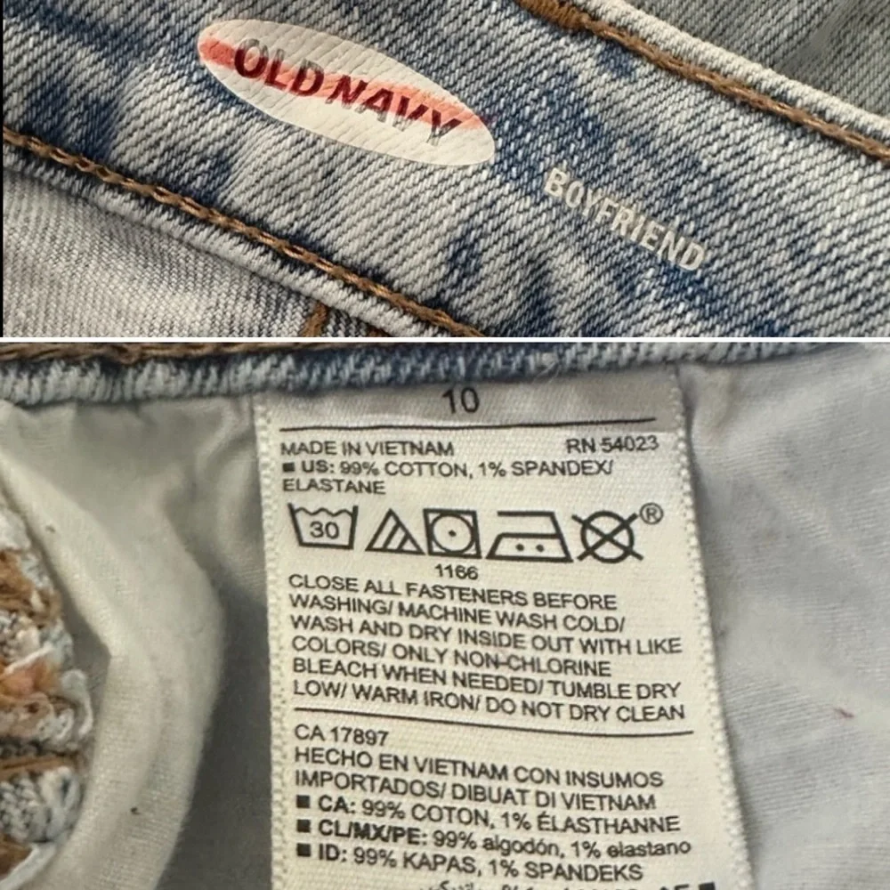 Old Navy Boyfriend Denim Shorts Distressed Cutoffs Light Wash Women’s Size 10